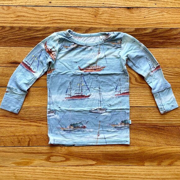 Posh Peanut Skip Blue Sailboat Classic Pajama Set Size 18-24 Month - Picture 5 of 13